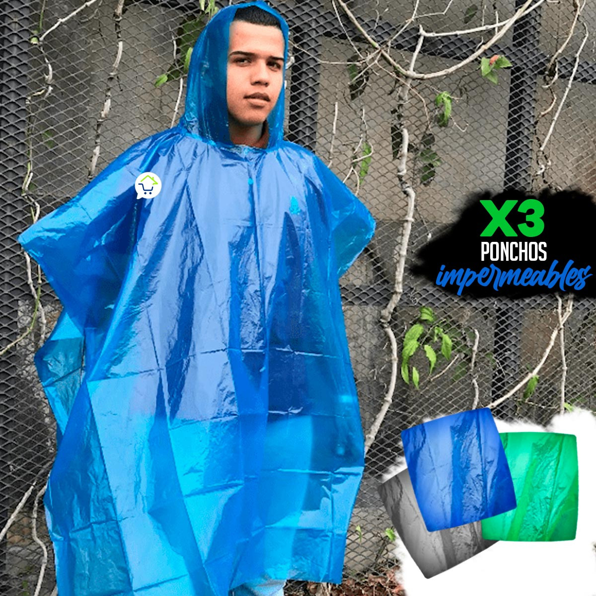 Miniatura 6 de Set x3 Impermeables Poncho Capa IMCC01
